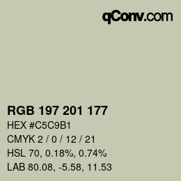 Color code: RGB 197 201 177 | qconv.com