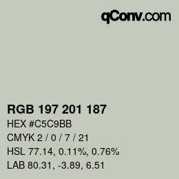 颜色代码: RGB 197 201 187 | qconv.com