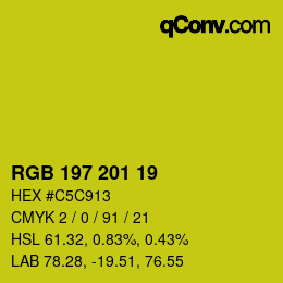 Color code: RGB 197 201 19 | qconv.com