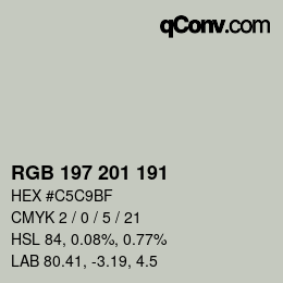 Color code: RGB 197 201 191 | qconv.com