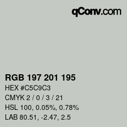 Color code: RGB 197 201 195 | qconv.com