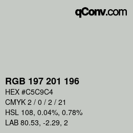 Color code: RGB 197 201 196 | qconv.com