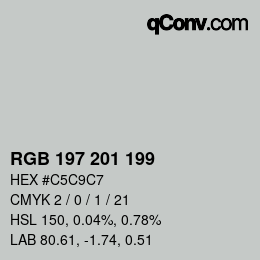 Color code: RGB 197 201 199 | qconv.com