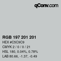 Color code: RGB 197 201 201 | qconv.com