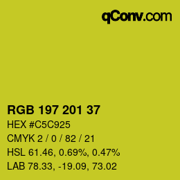 Color code: RGB 197 201 37 | qconv.com