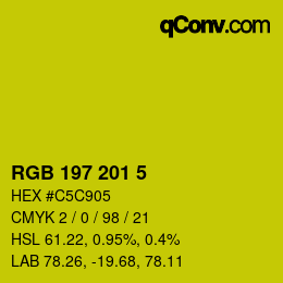 Color code: RGB 197 201 5 | qconv.com