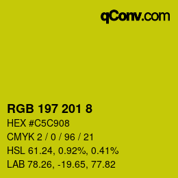 颜色代码: RGB 197 201 8 | qconv.com