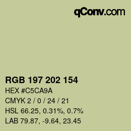 Color code: RGB 197 202 154 | qconv.com