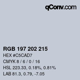 カラーコード: RGB 197 202 215 | qconv.com