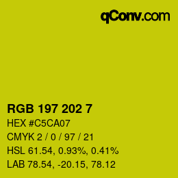 カラーコード: RGB 197 202 7 | qconv.com