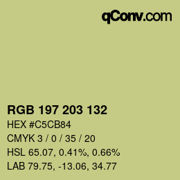 Color code: RGB 197 203 132 | qconv.com