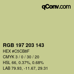 Color code: RGB 197 203 143 | qconv.com