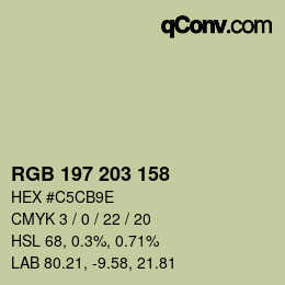 カラーコード: RGB 197 203 158 | qconv.com