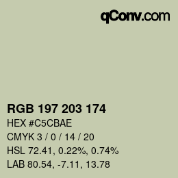 Color code: RGB 197 203 174 | qconv.com