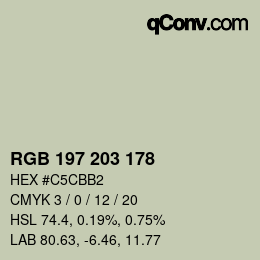 カラーコード: RGB 197 203 178 | qconv.com