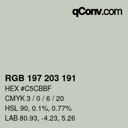 Color code: RGB 197 203 191 | qconv.com