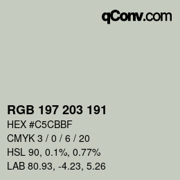 Color code: RGB 197 203 191 | qconv.com