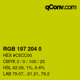 Color code: RGB 197 204 0 | qconv.com