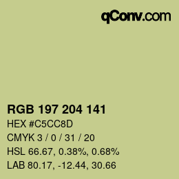 Color code: RGB 197 204 141 | qconv.com