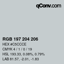 Color code: RGB 197 204 206 | qconv.com