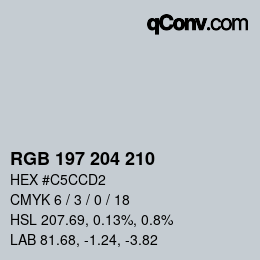 カラーコード: RGB 197 204 210 | qconv.com