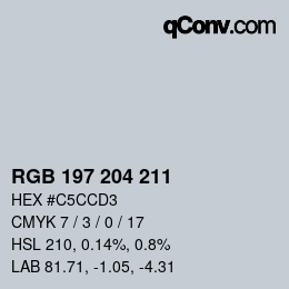 Color code: RGB 197 204 211 | qconv.com