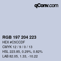 カラーコード: RGB 197 204 223 | qconv.com