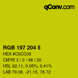 颜色代码: RGB 197 204 5 | qconv.com