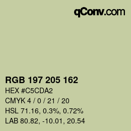 Color code: RGB 197 205 162 | qconv.com