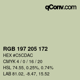 Color code: RGB 197 205 172 | qconv.com