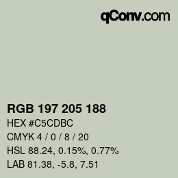 Color code: RGB 197 205 188 | qconv.com