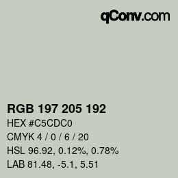 カラーコード: RGB 197 205 192 | qconv.com