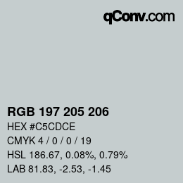 Color code: RGB 197 205 206 | qconv.com