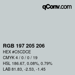 Código de color: RGB 197 205 206 | qconv.com