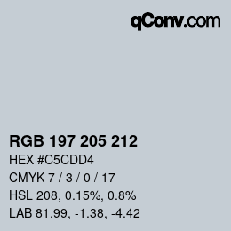 Color code: RGB 197 205 212 | qconv.com