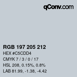 颜色代码: RGB 197 205 212 | qconv.com