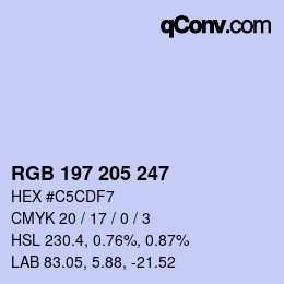 カラーコード: RGB 197 205 247 | qconv.com