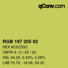 Color code: RGB 197 205 92 | qconv.com