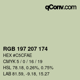 カラーコード: RGB 197 207 174 | qconv.com