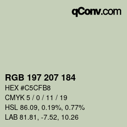 Color code: RGB 197 207 184 | qconv.com