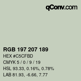 Color code: RGB 197 207 189 | qconv.com