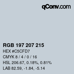 Color code: RGB 197 207 215 | qconv.com