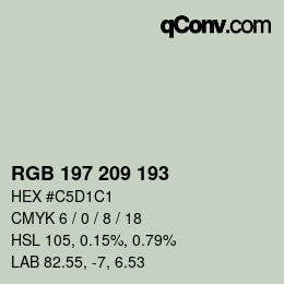 Color code: RGB 197 209 193 | qconv.com