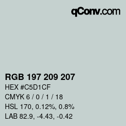 Color code: RGB 197 209 207 | qconv.com