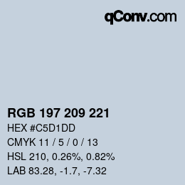 Color code: RGB 197 209 221 | qconv.com