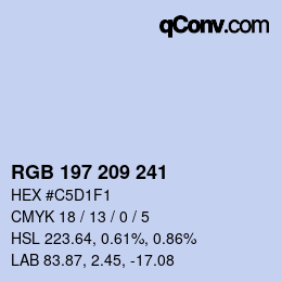 カラーコード: RGB 197 209 241 | qconv.com
