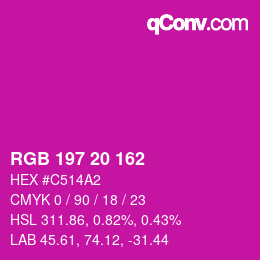 Color code: RGB 197 20 162 | qconv.com