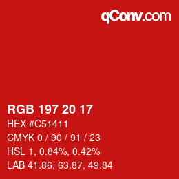 Color code: RGB 197 20 17 | qconv.com