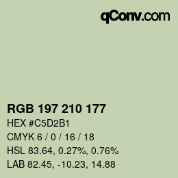 Color code: RGB 197 210 177 | qconv.com