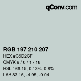 Color code: RGB 197 210 207 | qconv.com